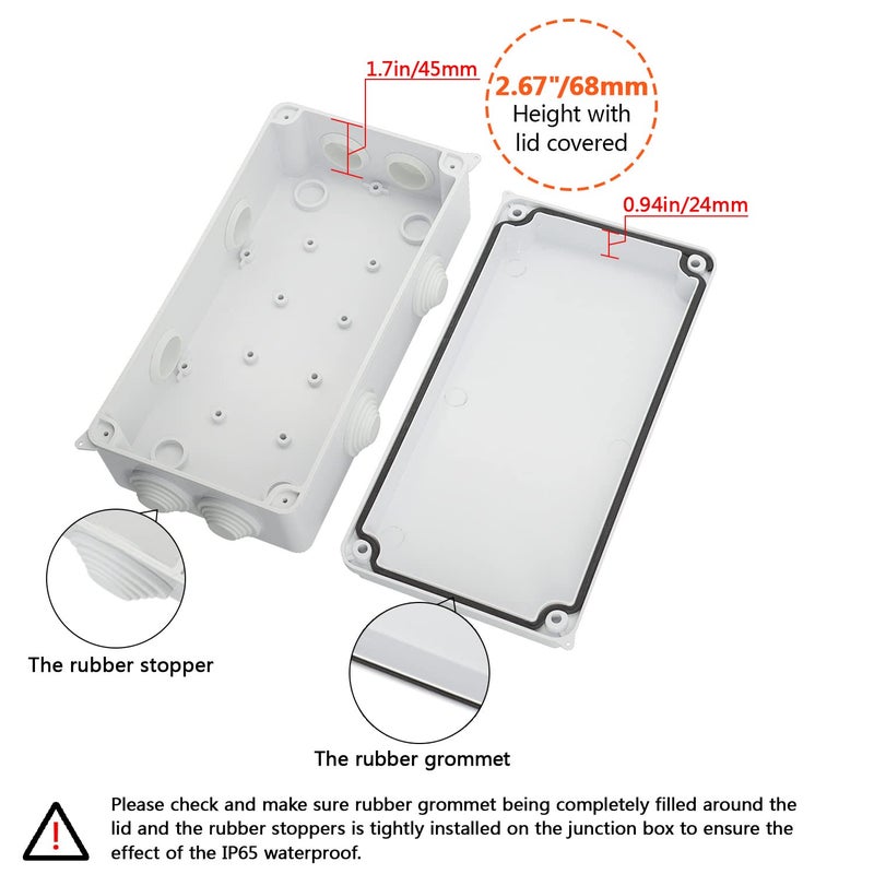 LeMotech ABS Plastic Dustproof Waterproof IP65 Junction Box Universal Electrical Project Enclosure White 7.9 x 3.9 x 2.8 inch (200 x 100 x 70 mm) - Image 4